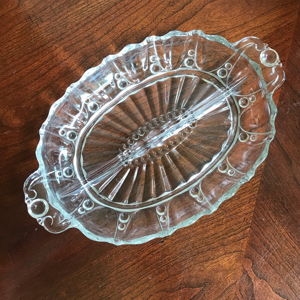 Vintage divided oval depression dish